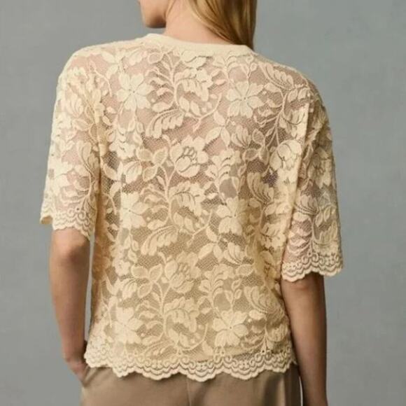 Dolan Anthropologie Lace Top Boxy Romantic Victorian Boho Western Granny Cottage - Picture 2 of 10